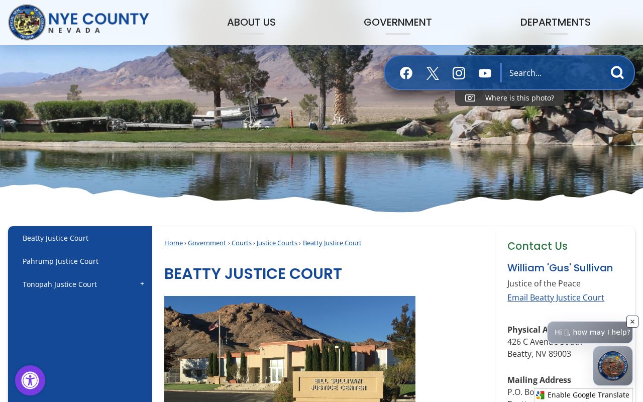 Beatty Justice Court route for Nye County local warrant records