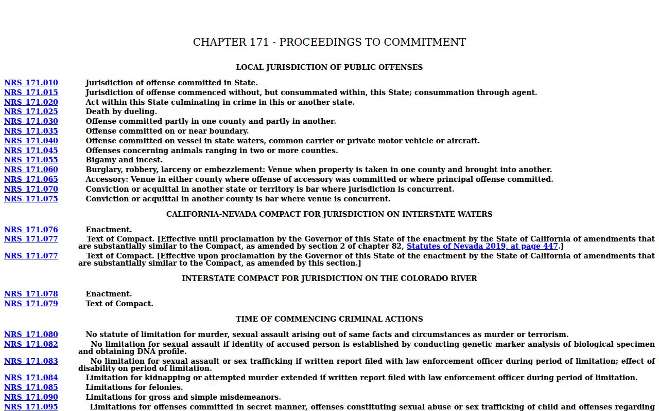 Nevada arrest-warrant statutory fields for Nye County records