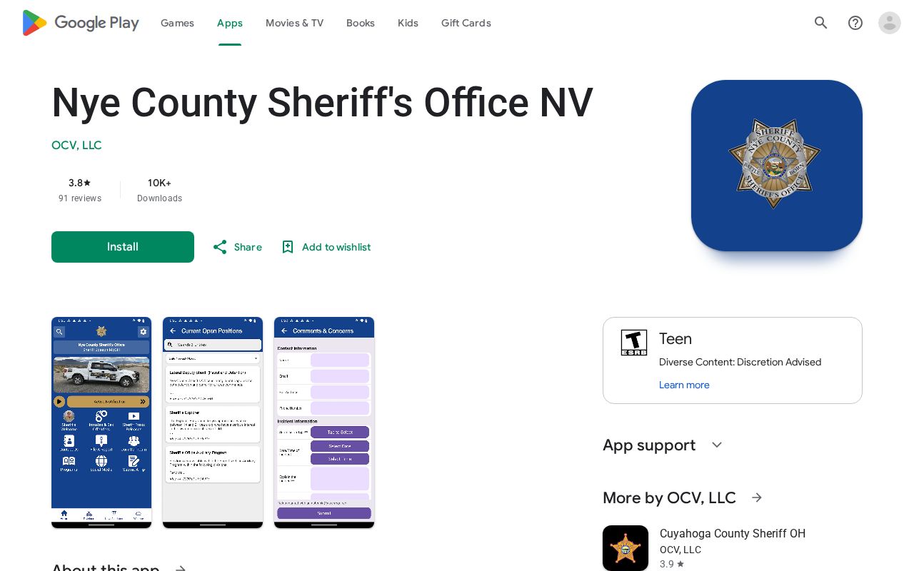 Nye County Sheriff app public-service listing and warrant search limits